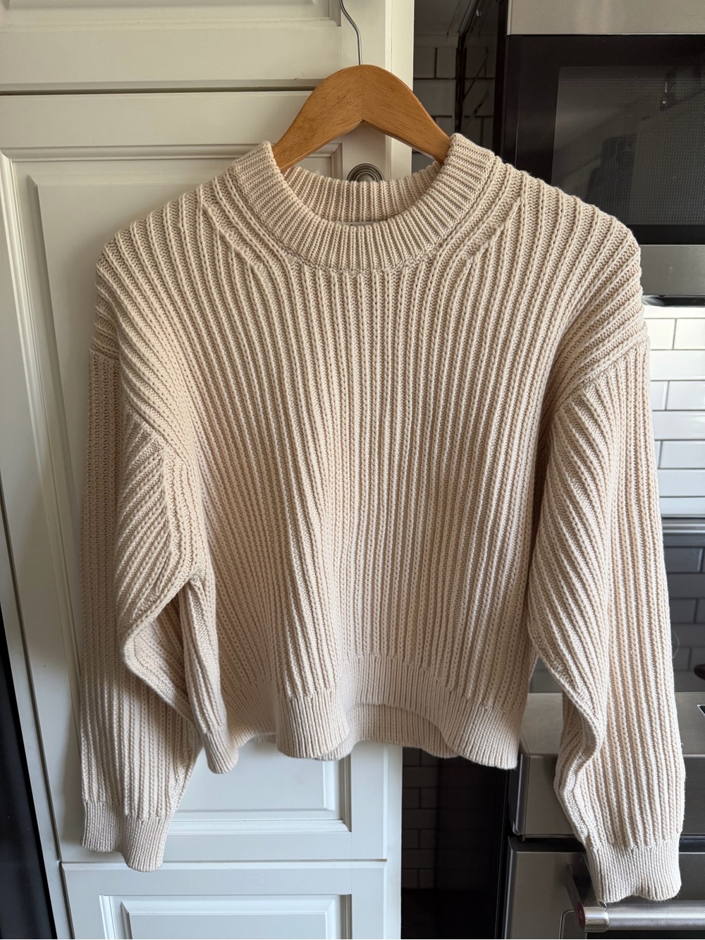 Acne Studios Cream Chunky Ribbed Cotton Knit Sweater Size S
